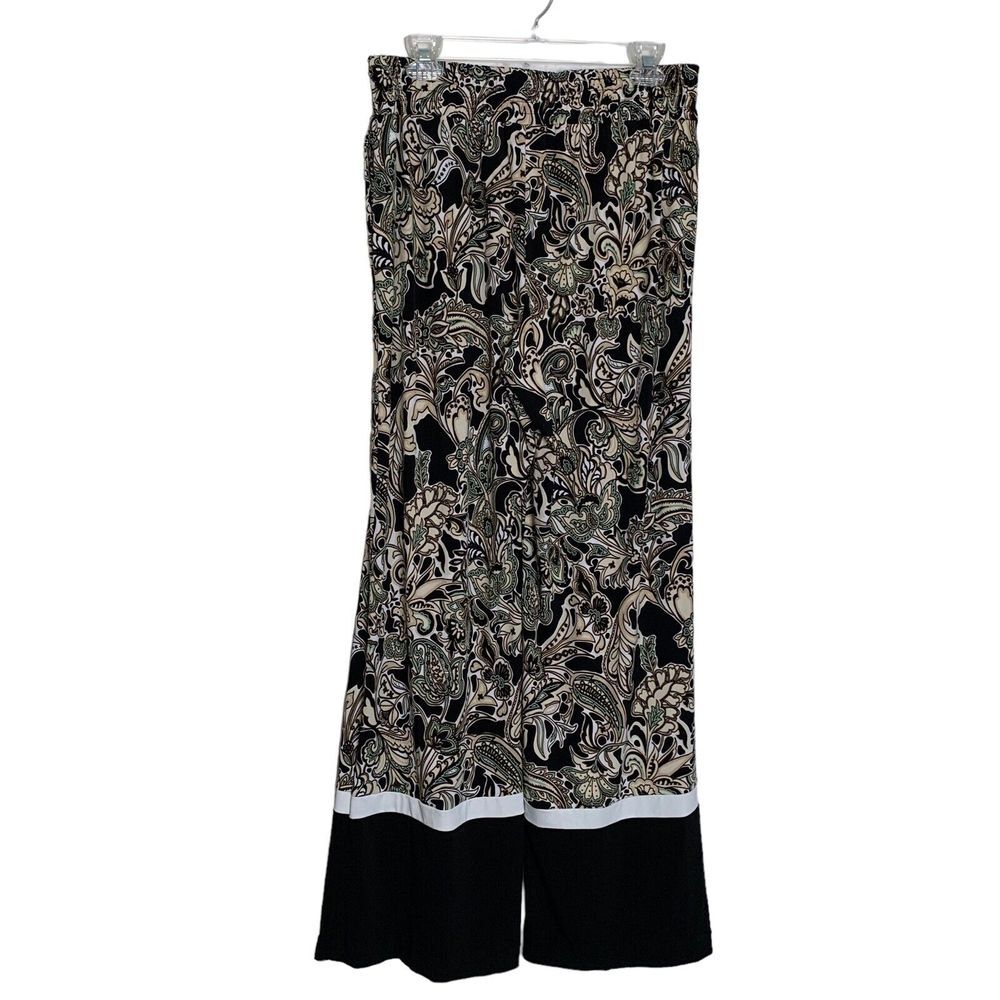 New York &‎ Co Pants Womens Large Palazzo Wide Leg Lounge Pants Paisley Wide Hem - Picture 4 of 12
